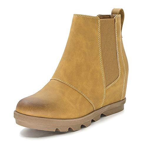 Athlefit-Womens-Wedge-Chelsea-Boots-Comfortable-Ankle-Wedge-Booties