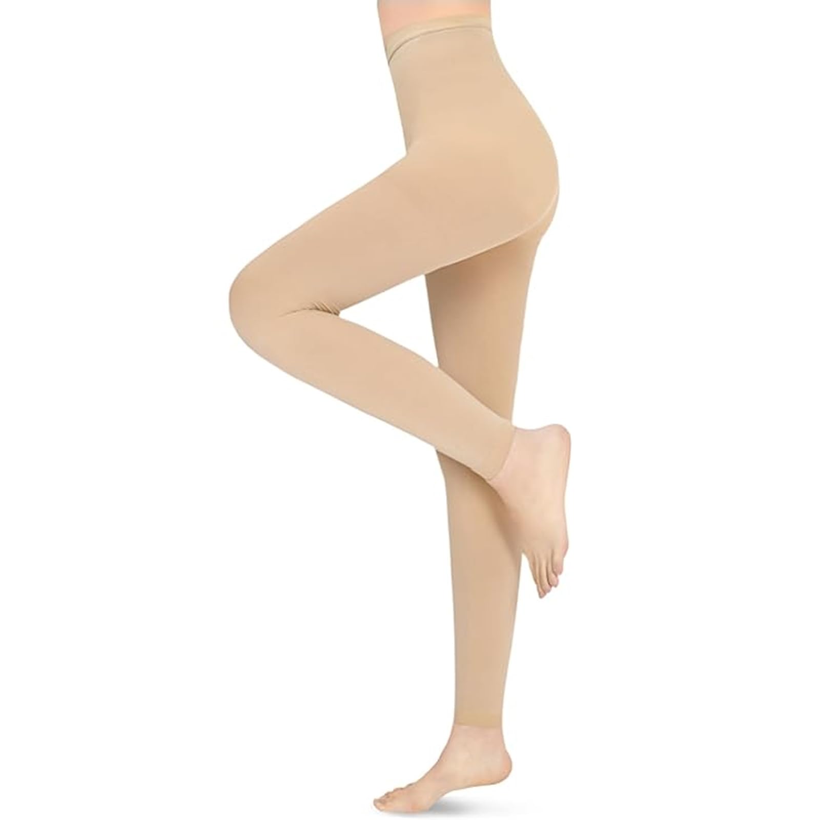 Photo 1 of 15-20 mmHg Compression Stockings for Women & Men, Footless Compression Pantyhose, Compression Leggings Support Hose for Varicose Veins, Swelling, Doctor, Teacher (Beige, XXL)