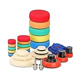 SPTA 29pcs Drill Buffing Pad Detail Polishing Pad Mix Size Kit with 5/8-11 Thread Backing pad & Adapters for Car Sanding