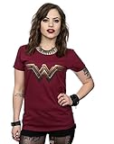 DC Comics Women's Wonder Woman Logo T-Shirt Medium Burgundy