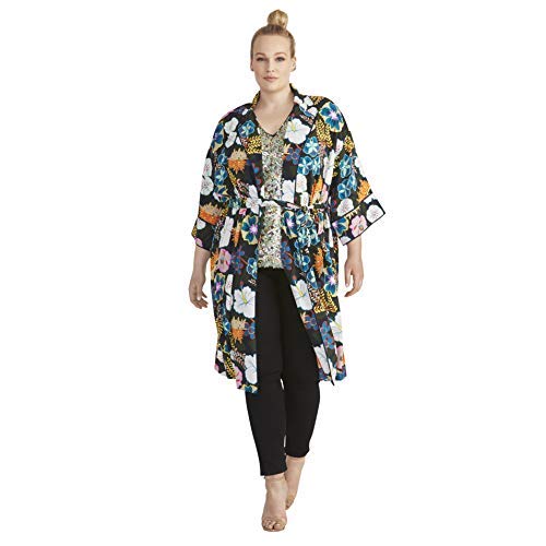 RACHEL Rachel Roy Women's Plus Size Glenna SS Kimono Jacket, Midnight Combo, 2X