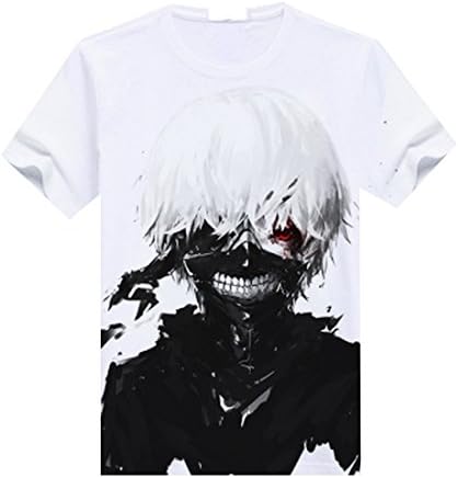 AnimeTown Tokyo Ghoul Cosplay Costume Anime Short Sleeves Tee T-shirt (L, White)