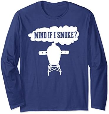 Unisex Funny BBQ Grilling Egg Smoker Kamado Long Sleeve T Shirts Large Navy