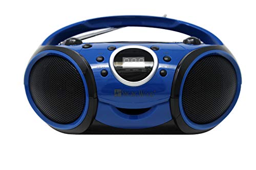 SINGING WOOD CD, CD-R/RW Boombox Portable/w Bluetooth Player AM/FM Radio Aux Input, Headset Jack, Foldable Carrying Handle (Starlight Blue) - Thumbnail 3