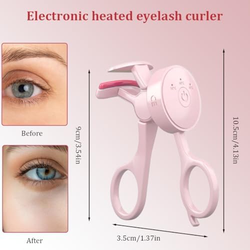 Beheizte Wimpernzange, Elektrische Wimpernzange mit 3 Temperatureinstellungen, Natürlicher Schwung mit Heizsilikon, 10s schnelles Aufheizen und lange Haltbarkeit