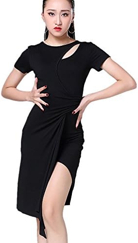 Latin Rhythm Dress Short-Sleeve Irregular Side-Split Cha Cha Rumba Ballroom Carmen Fringe Tango Dancewear