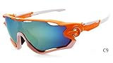 PLAYBOOK Cycling Road Mountain Glasses Goggles Eyewear Polarized Cycling Bicycle Sunglasses Oculos Gafas Ciclismo 3 Lens (White/Orange)