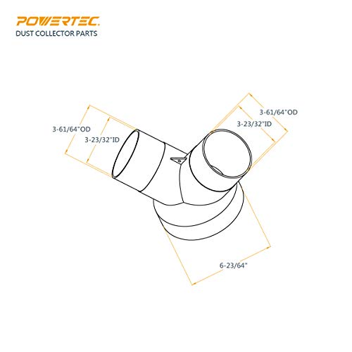 POWERTEC 70189 Dust Collector YFitting 6Inch To 4Inch Hose Reducer