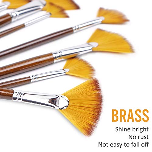 Artist Fan Paint Brushes Set 9pcs Soft AntiShedding Nylon Hair Wood
