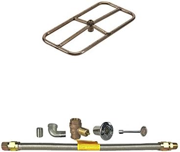 Spotix HPC Rectangle Fire Pit Burner Kit (FPSR18X9KIT-NG-MSCB), 18x9-Inch Burner, Match Light, Natural Gas