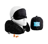 Infinite Rest Memory Foam Neck Pillow Set. Includes: Travel Pillow, Eye Mask, Ear Plugs, and Travel Bag for Airplane and Car Travel (small)