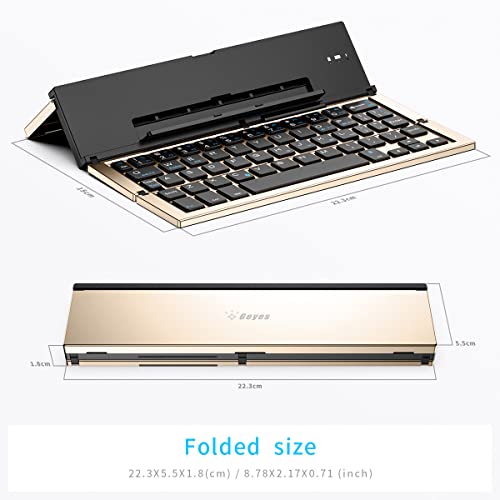 Foldable Bluetooth Keyboard, Geyes Folding Wireless Keyboard with Portable Pocket Size, Aluminum