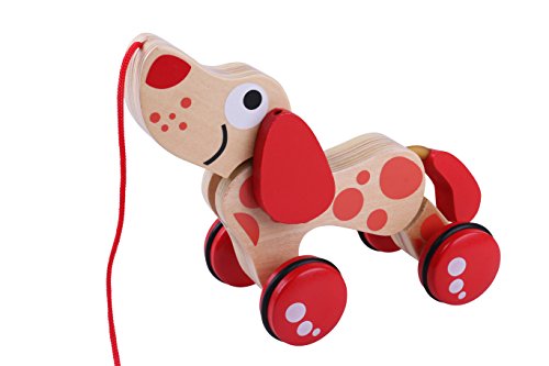 Wooden Pull Toy Puppy Dog Walking Dog Early Childhood Development for 1 Year Kids Baby Boy Girl Unique & eBook