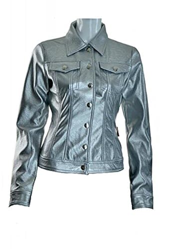 Tripp Gothic Punk Rocker Moto Biker Silver PVC Vinyl Jacket in