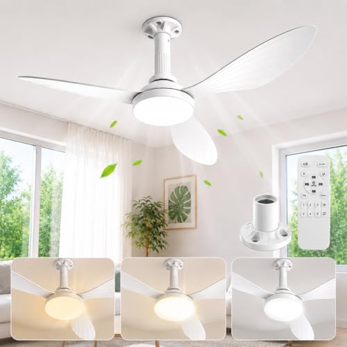 Ventilador de Teto com Luz 36", Instalação Fácil, Fluxo de Ar Potente, Motor DC Reversível, Controle Remoto e Luz Regulável