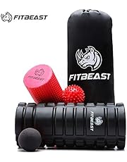 Rullo di schiuma 2 in 1 Rullo di schiuma Set di 4 pezzi per massaggio muscolare del tessuto profondo, FitBeast Massaggio a rullo di schiuma a punta trigger per muscoli stretti e dolorosi