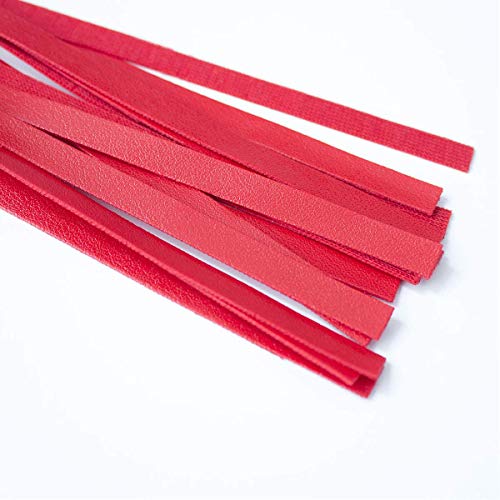 3 Pack Leather Handcuffs Set Adjustable Handcuffs with Leather Whip with Feather Red - Thumbnail 4