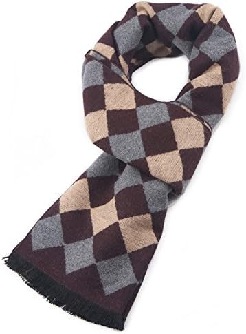 British business casual men's scarf/Long warm in autumn and winter brushed silk scarf-E One Size