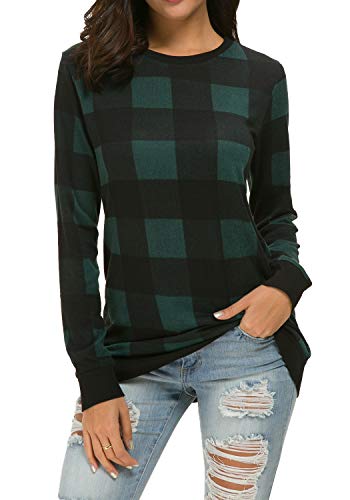 Womens Fall Long Sleeve Loose Casual Tunic Blouse Sweatshirt Tops Green M