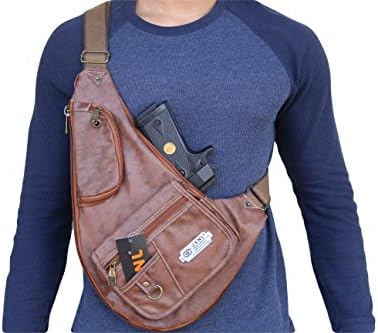 Black, Brown, Tan Multi Purpose Synthetic Leather Cross Body,Chest Bag, Gun Pouch (Black)