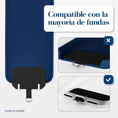 moex Unleash para Samsung Galaxy A14 (4G/5G) – Cadena para teléfono móvil con mosquetón, correa de cuello desmontable rápida – Smartphone con almohadilla para fundas – Cadena para colgar en azul