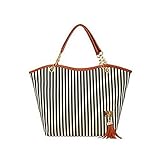 OrangeTag Fashion Stripe Single Shoulder Canvas Bag Women Handbag (Black White) ¡­