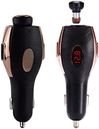 GPLAN Car Charger Adapter 2.1A with Wireless Bluetooth Earphone and Reversible 2 USB Ports Quick Charge for iPhone Samsung Huawei Android Devices(Black)