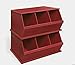 Badger Basket Three Bin Stackable Toy Storage Cubby Organizer - Red