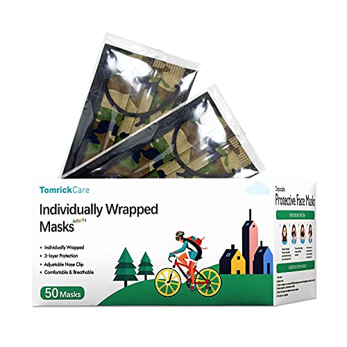 TomrickCare Camo Disposable Face Mask 50 PCS,Individually Wrapped,Camouflage in Saudi Arabia