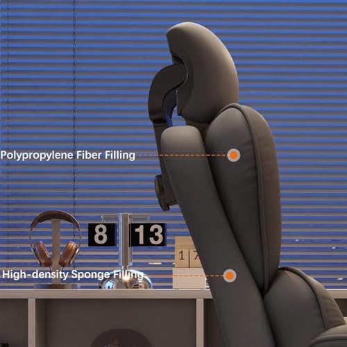 Ergonomic Office Chair with Footrest Executive Desk Chair Big and Tall Gaming Chair PU Leather Computer Chair with Swivel Wheels for Home Office Bedroom Study (White)