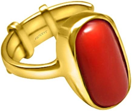 Arihant Gems & Jewels6.25 Ratti Natural & GJSPC Certified Coral (Moonga) Astrological Gemstone Adjustable PANCHDHATU Ring by ARIHANT GEMS & Jewels