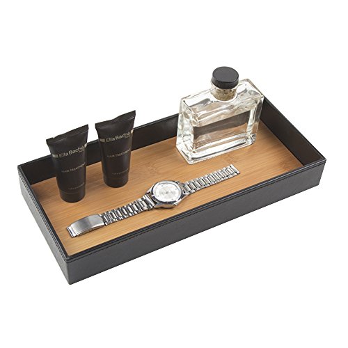 image for J JACKCUBE DESIGN JACKCUBE Design Leather Bamboo Valet Tray Storage Tr