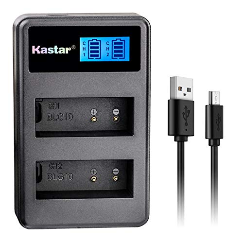 Kastar USB LCD Dual Charger for Panasonic DMW-BLE9 DMW-BLE9E DMW-BLE9PP DMW-BLG10 DMW-BLG10E DE-A98 DE-A99B Leica BP-DC15 and Panasonic Lumix DMC-GF3 Lumix DMC-GF5 Lumix DMC-GF6 Lumix DMC-GX7