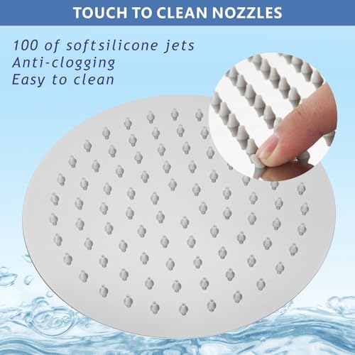 Voolan Rain Shower Head and Shower Filter Set, High Pressure Shower Heads Made of Stainless Steel, Filter Cartridge for Hard Water (20 cm, Circular)
