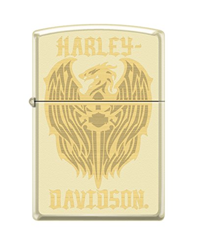 Zippo Harley-Davidson Eagle Wings Pocket Lighter, Matte Cream