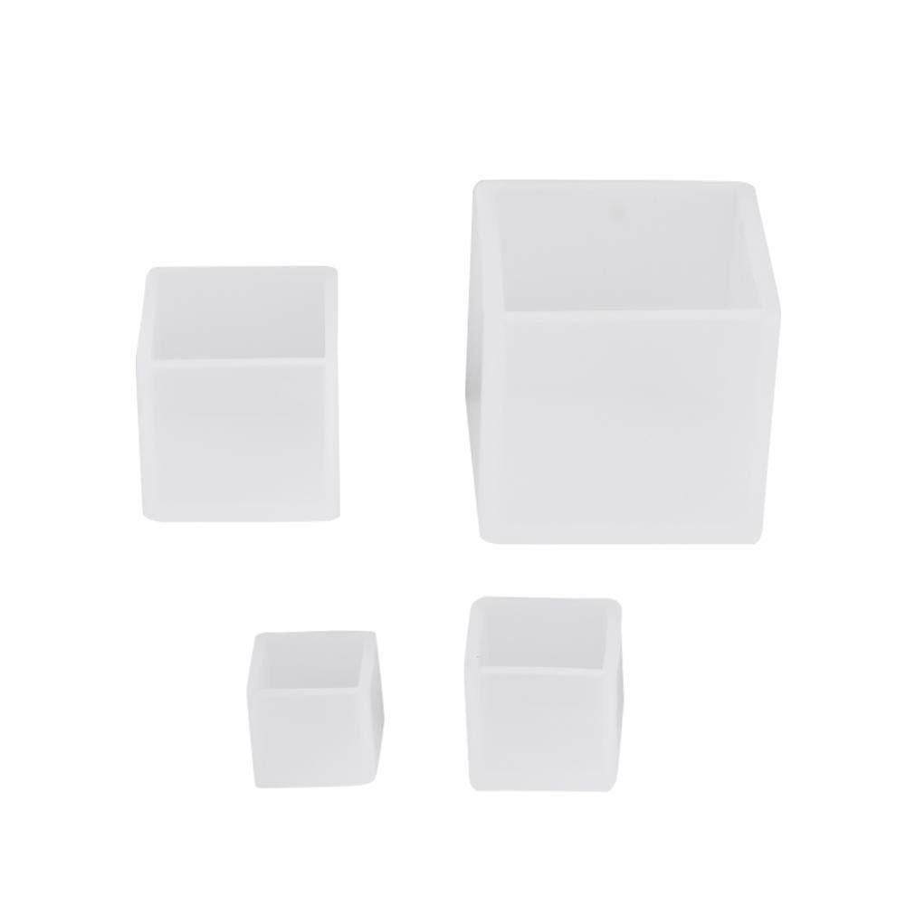 4 Pcs Silicone Resin Mould Set for Epoxy Resin Casting, Square Cube DIY Craft Molds for Ornaments, Jewelry Making, Home Decor Crafts