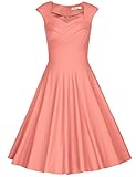 MUXXN Women 1950s Vintage Retro Capshoulder Party Swing Dress (S, peach)