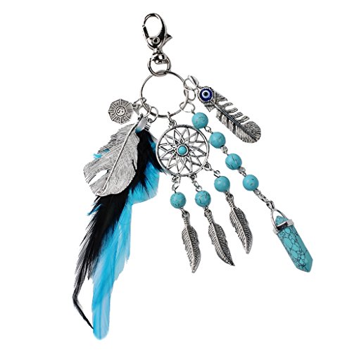 Generic Dreamcatcher With Turquoise & Feather Charm Keyring
