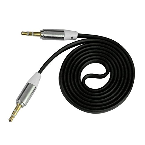 ABCÂ® 3.5mm Stereo Auxiliary Cable Male to Male Flat Audio Music Aux Cord (Black)