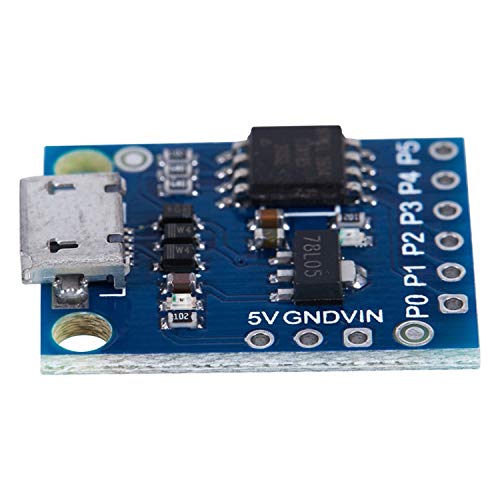 Vaorwne Attiny85 Micro-USB Development Board Module for ATtiny MC, 5V Micro USB Development Board Module Microcontroller Blue