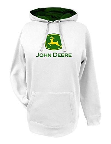 John Deere Western Sweatshirt Womens L/S Fleece Hood L White