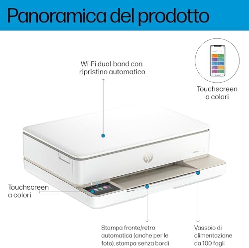 Envy 6120e 714L8B, Stampante Multifunzione a Getto d'Inchiostro A4 a Colori, Stampa Fronte e Retro Automatica, Fino a 10 ppm, Wi-Fi, Smart, 3 Mesi di Inchiostro Instant Ink Inclusi, Bianca