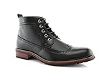 Ferro Aldo Michael MFA806278 Mens Casual Wing Tip Perforated Mid -Top Brogue Boots – Black, Size 9.5