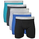 Gildan Men's Regular Leg Boxer Briefs, Black, Medium 5 Pack
