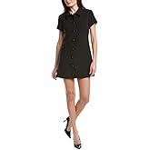English Factory Womens Velvet Button Collar Mini Dress, M, Black