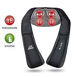 Snailax Shiatsu & Percussion Neck and Shoulder Massager with Heat Deep Kneading Back Massager Massage Pillow for Neck Shoulder Back Foot to Relieve Muscles Soreness and Pains SL-665
