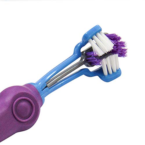 3-Sided Pet Toothbrush,Toothbrushes for Dogs,Cat Toothbrush,Teeth Best Dental Care,Remove Dirt and Freshen Breath with Oral Care,2 Pcs(Blue,White) - Thumbnail 2