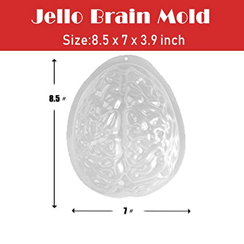Brain Jello Gelatin Mold,2 Pack Large Human Zombie Brain Mold for Cake Candy,Plastic Halloween Baking Brain Prop Decorations Standard for Kids Adult