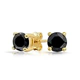 Bling Jewelry Black CZ Round Stud Earrings 925 Sterling Silver