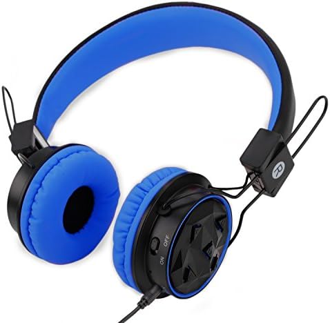 Kids Wireless Headphones Bluetooth Toddlers Headphones with Stereo Sound,3.5mm Jack Wired Cord, Aux in,SD Card Slot,Long Lasting Playing Time (Blue/Black)-Handal